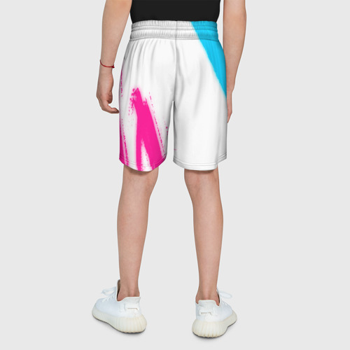 Детские спортивные шорты 3D Ajax neon gradient style вертикально, цвет 3D печать - фото 5