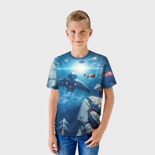 Детская футболка 3D Mass Effect - space neon, цвет 3D печать - фото 3