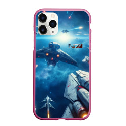 Чехол для iPhone 11 Pro Max матовый Mass Effect - space neon