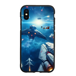 Чехол для iPhone XS Max матовый Mass Effect - space neon