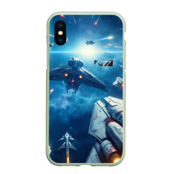 Чехол для iPhone XS Max матовый Mass Effect - space neon