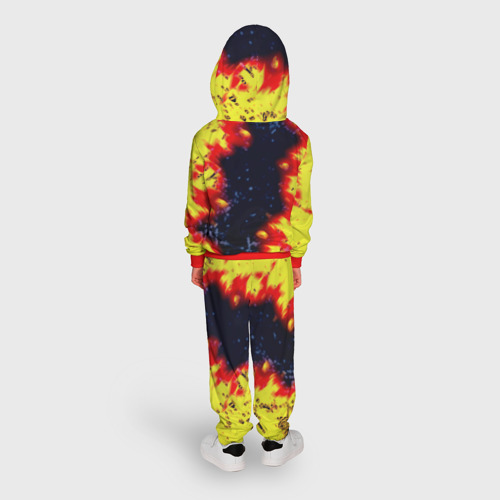 Детский костюм с толстовкой с принтом Thirty Seconds to Mars огненное лого, вид сзади #2