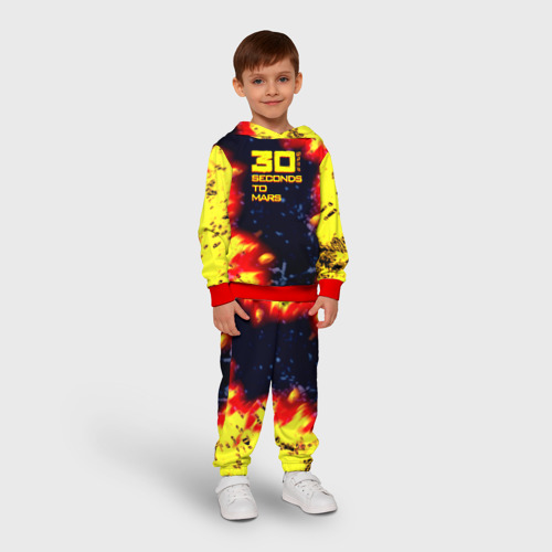 Детский костюм с толстовкой с принтом Thirty Seconds to Mars огненное лого, фото на моделе #1