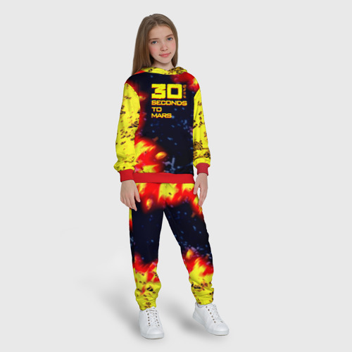 Детский костюм с толстовкой с принтом Thirty Seconds to Mars огненное лого, вид сбоку #3