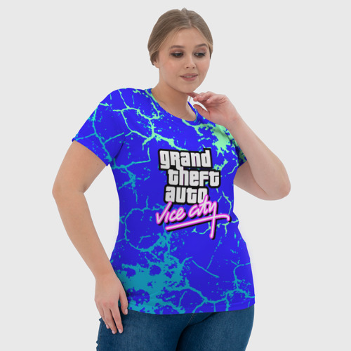 Женская футболка 3D с принтом GTA вайсити неоновая текстура, фото #4
