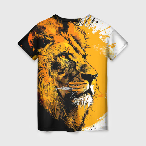 Женская футболка 3D с принтом Гордый африканский лев, вид сзади #1