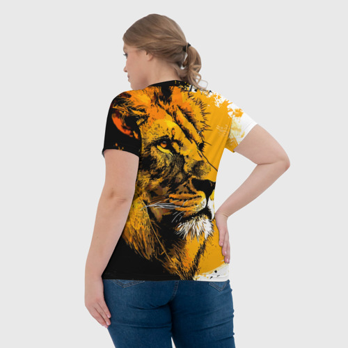 Женская футболка 3D с принтом Гордый африканский лев, вид сзади #2