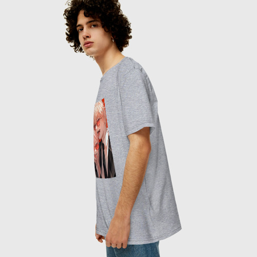 Мужская футболка хлопок Oversize с принтом Дэндзи Пауэр Человек бензопила, вид сбоку #3