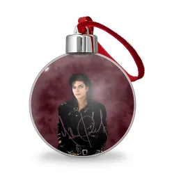 Ёлочный шар Michael Jackson на бордовом фоне
