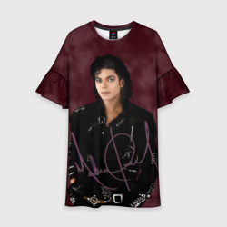 Michael Jackson на бордовом фоне – Детское платье 3D с принтом купить