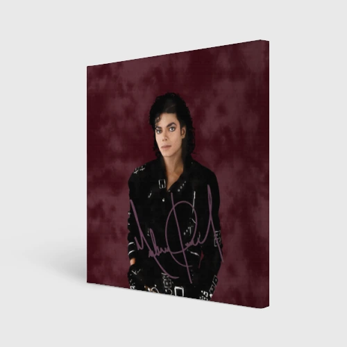 Холст квадратный Michael Jackson на бордовом фоне