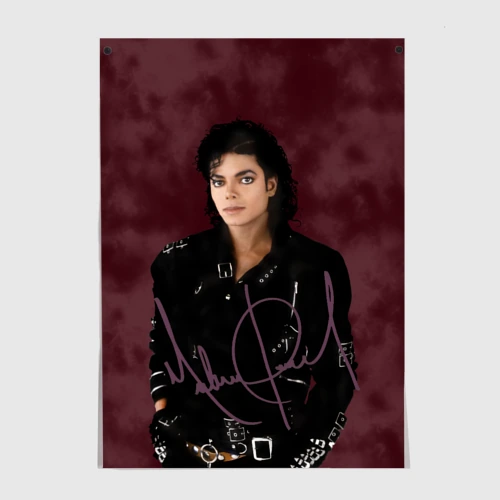 Постер Michael Jackson на бордовом фоне