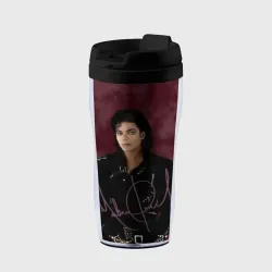Термокружка-непроливайка Michael Jackson на бордовом фоне