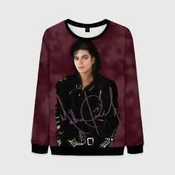 Мужской свитшот 3D Michael Jackson на бордовом фоне