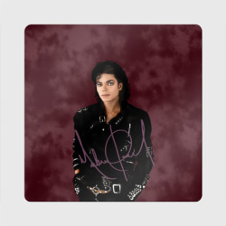 Michael Jackson на бордовом фоне – Магнит виниловый Квадрат с принтом купить