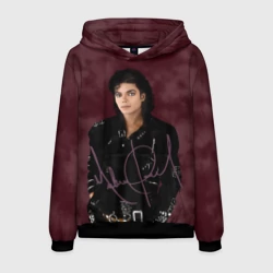 Мужская толстовка 3D Michael Jackson на бордовом фоне