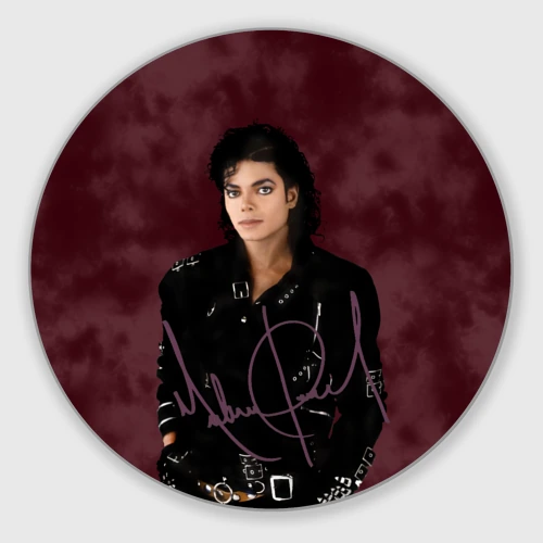 Круглый коврик для мышки Michael Jackson на бордовом фоне