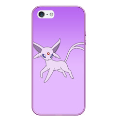 Чехол для iPhone 5/5S матовый Espeon Pokemon - розовая кошка покемон