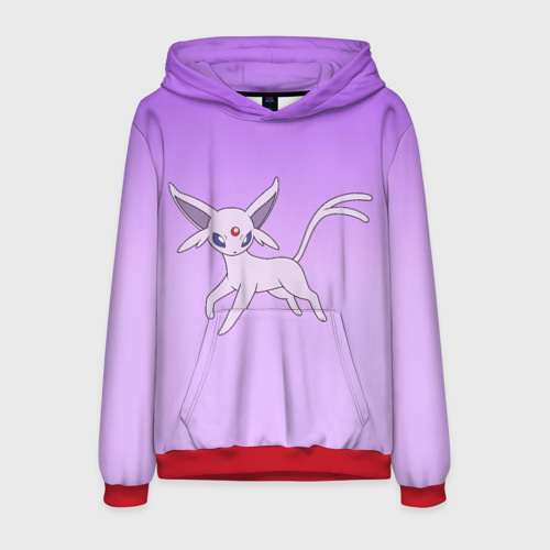 Мужская толстовка 3D Espeon Pokemon - розовая кошка покемон, цвет красный