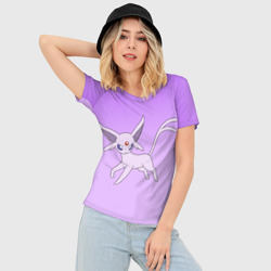 Женская футболка 3D Slim Espeon Pokemon - розовая кошка покемон - фото 2