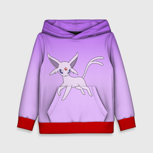 Детская толстовка 3D Espeon Pokemon - розовая кошка покемон, цвет красный