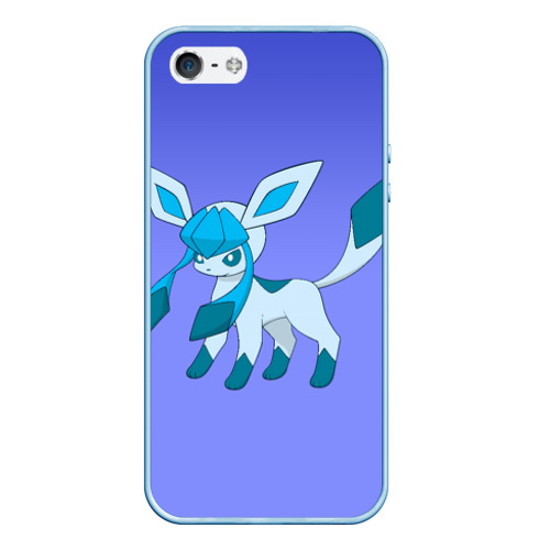 Чехол для iPhone 5/5S матовый Glaceon Pokemon , цвет голубой