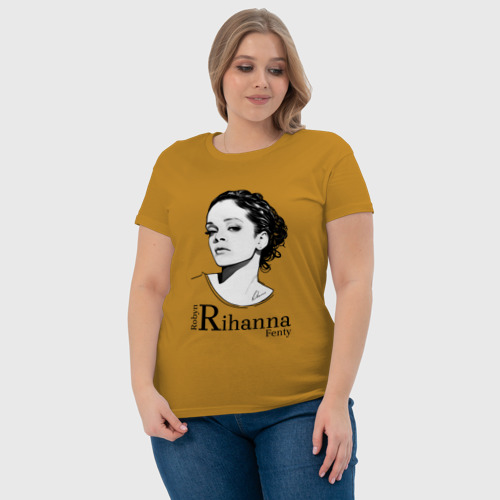 Женская футболка хлопок с принтом Рианна, фото #4
