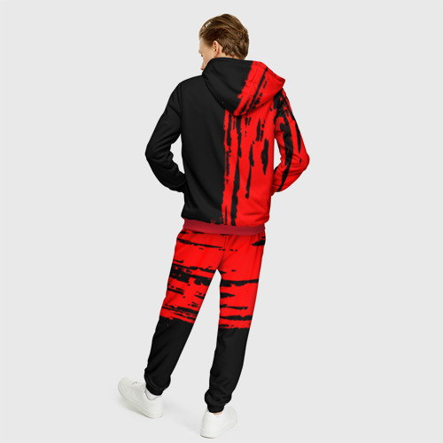 Мужской 3D костюм с принтом Анархия красные краски лого, вид сзади #2