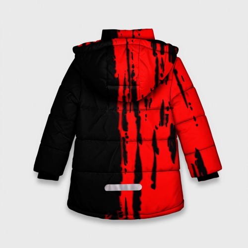 Зимняя куртка для девочек 3D Анархия красные краски лого, цвет черный - фото 2