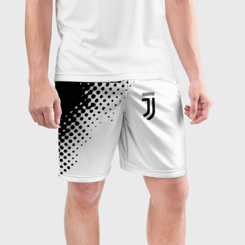 Мужские шорты спортивные Juventus sport black geometry, цвет 3D печать - фото 3