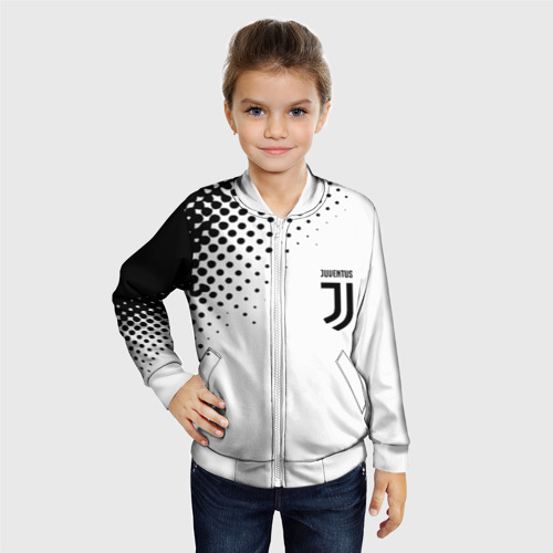 Детский бомбер 3D Juventus sport black geometry, цвет белый - фото 3