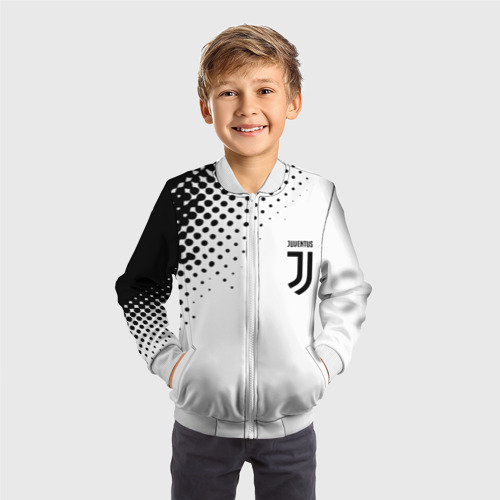 Детский бомбер 3D Juventus sport black geometry, цвет белый - фото 4