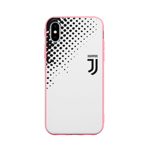 Чехол для iPhone X матовый с принтом Juventus sport black geometry, вид спереди #2