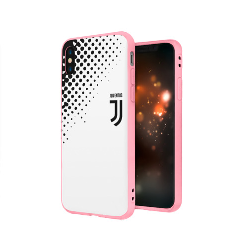 Чехол для iPhone X матовый с принтом Juventus sport black geometry, вид сбоку #3