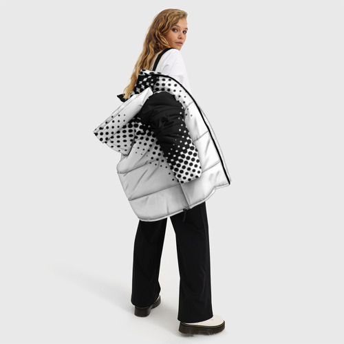 Женская зимняя куртка 3D с принтом Juventus sport black geometry, вид сбоку #3