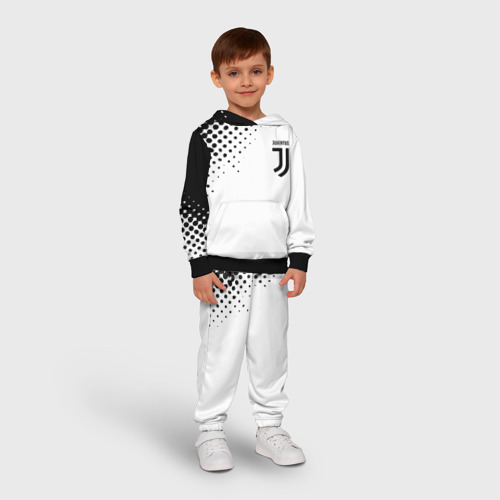 Детский костюм с толстовкой с принтом Juventus sport black geometry, фото на моделе #1