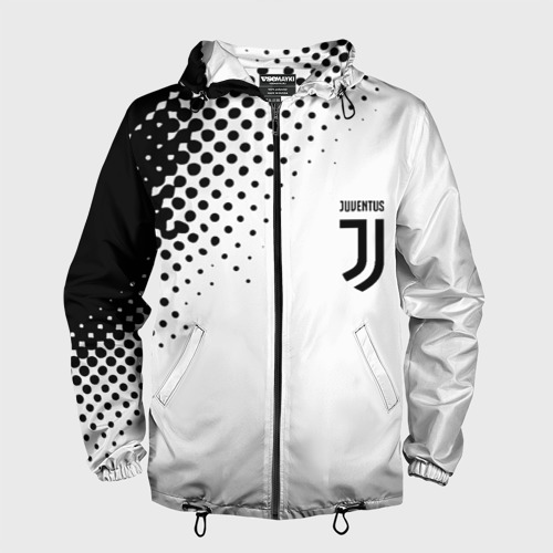 Мужская ветровка 3D Juventus sport black geometry, цвет черный