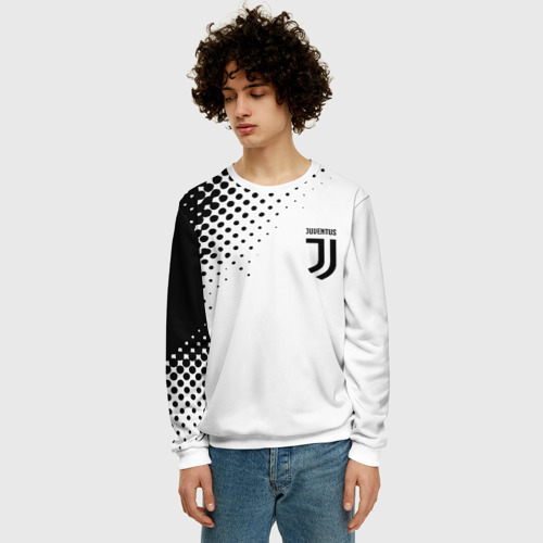 Мужской свитшот 3D Juventus sport black geometry, цвет белый - фото 3