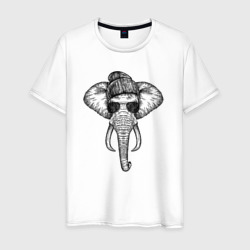 Слон хипстер – Мужская футболка хлопок с принтом купить со скидкой в -20%