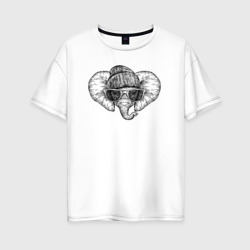 Женская футболка хлопок Oversize Слоненок хипстер