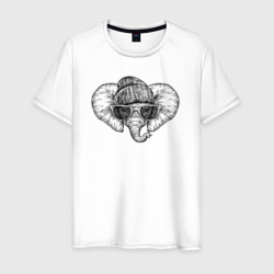 Слоненок хипстер – Мужская футболка хлопок с принтом купить со скидкой в -20%