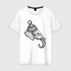Слон в шапке – Мужская футболка хлопок с принтом купить со скидкой в -20%