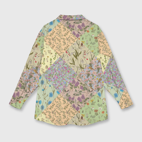 Женская рубашка oversize 3D с принтом Пэчворк весенний, вид сзади #1