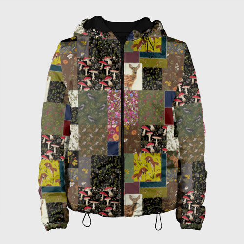 Женская куртка 3D с принтом Пэчворк лесной, вид спереди #2