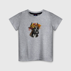 Детская футболка хлопок Боксёр темно-тигровый осенний арт