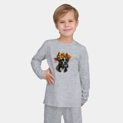 Детская пижама с лонгсливом хлопок Боксёр темно-тигровый осенний арт - фото 2