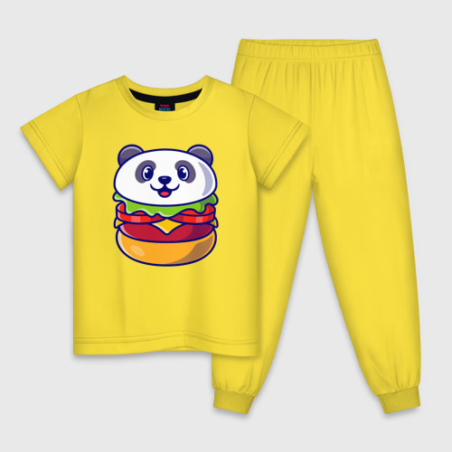 Детская пижама хлопок с принтом Панда бургер, вид спереди #2