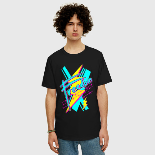 Мужская футболка хлопок Oversize с принтом Граффити: свобода, фото на моделе #1