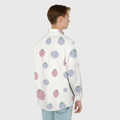Мужская рубашка oversize 3D с принтом Узор из ягод, вид сзади #2