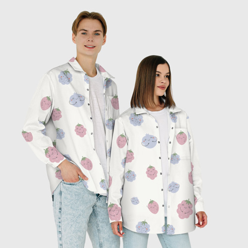Мужская рубашка oversize 3D с принтом Узор из ягод, фото #4